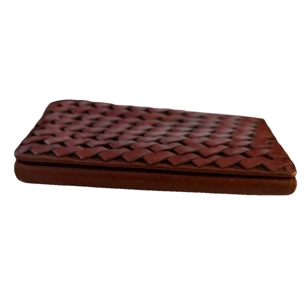 Vintage Etienne Aigner Woven Wallet Leather Brown 3522-23 - Picture 6 of 7